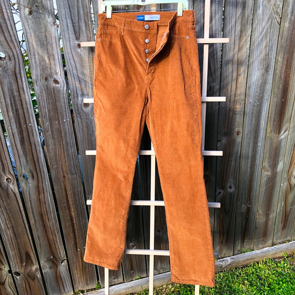 Corduroy Burnt Orange Extra High Rise Kicker Bootcut Pants Button Fly 12
